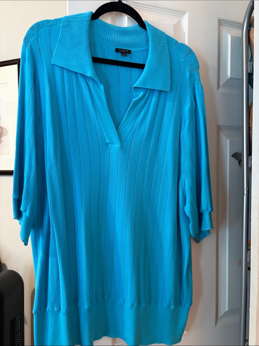 Talbots Bright Turquoise Collared Knit Tunic